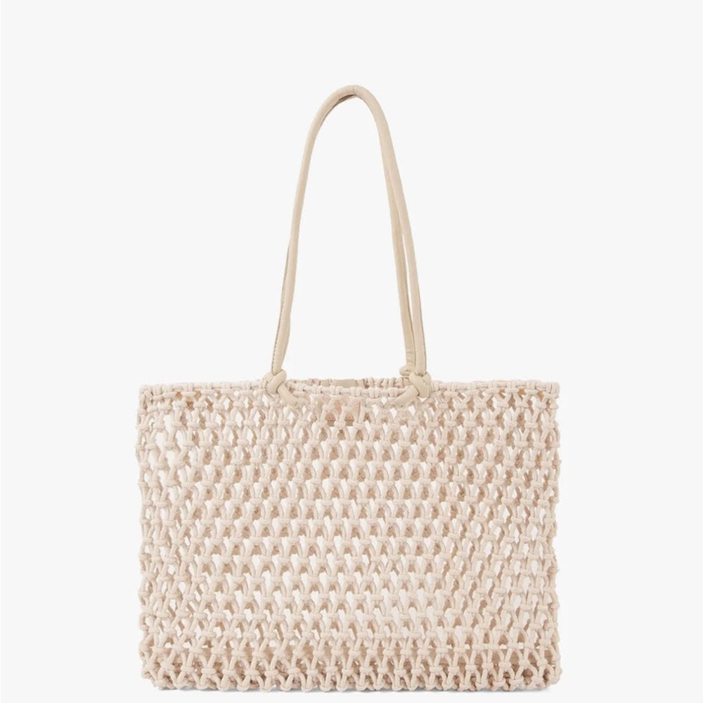 Clare V Cream Woven Tote Bag